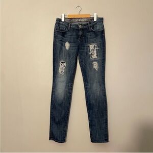 Vintage Y2K Guess by Marciano Bedazzled Distressed Skinny Jeans – Size 28 EUC